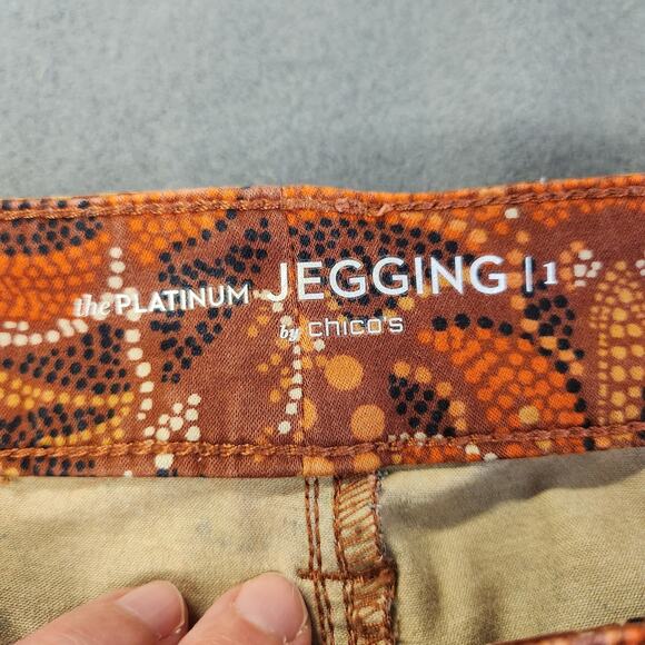 CHICOS The Platinum Jegging Womens 1 | US M | Orange Black Paisley Boho Western - Picture 4 of 12